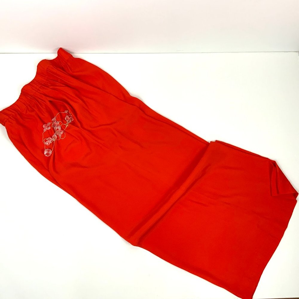 Les Copains Italy Scarlet Red Wide Leg Silk Palazzo Pants Size 8 - Picture 14 of 16